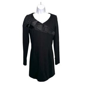 Hugo Boss Kagami Ling Sleeve Shift Black Dress Origami Folded Pleated Collar 6